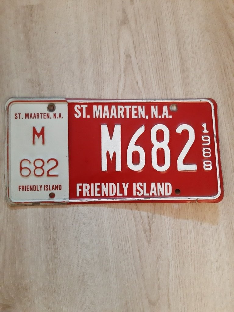 Nummerbord Sint Maarten uit 1988, Verzenden, Gebruikt, Auto's