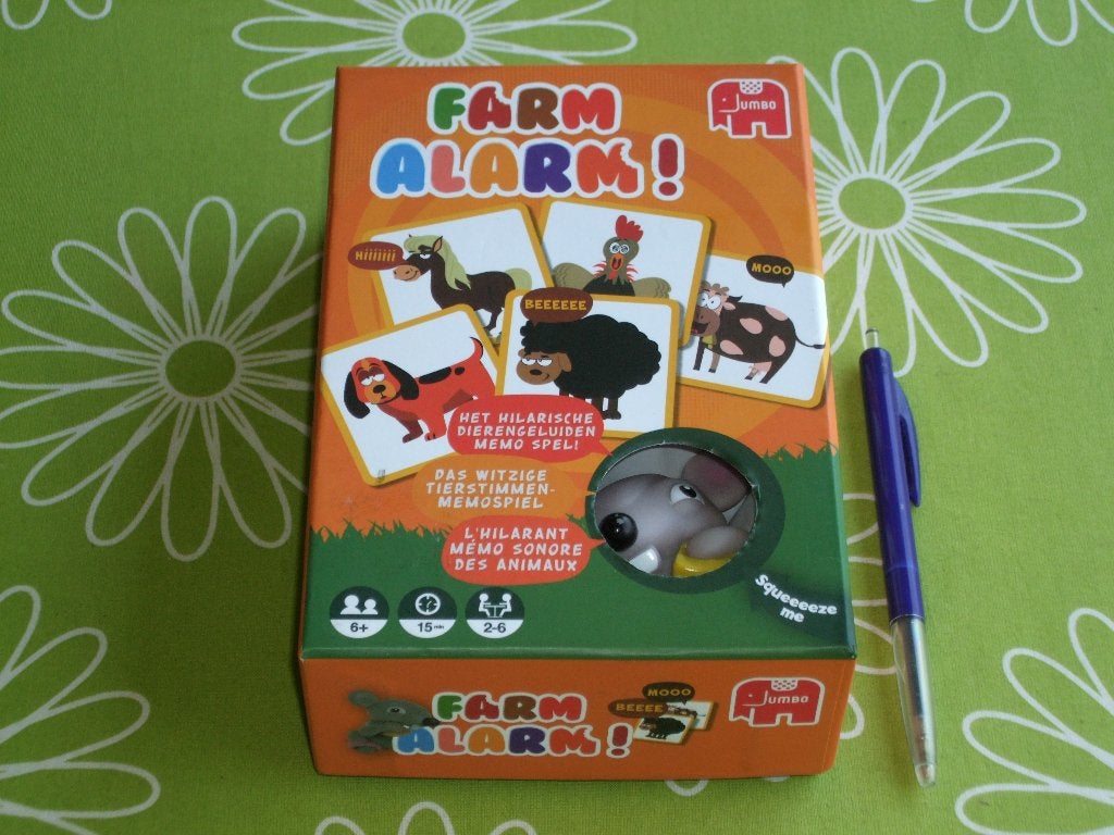 Farm alarm - het hilarische dierengeluiden memo spel!, Vijf spelers of meer, Ophalen of Verzenden, Zo goed als nieuw