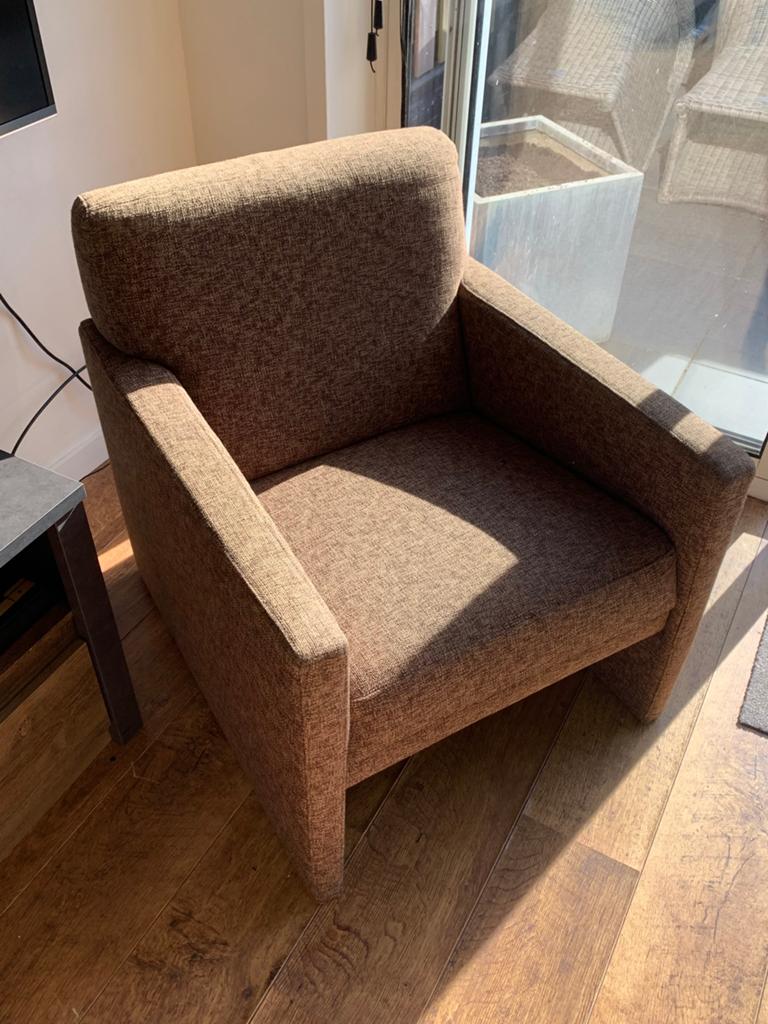 Bruine stoffen stoelen, Ophalen, Gebruikt, 75 tot 100 cm