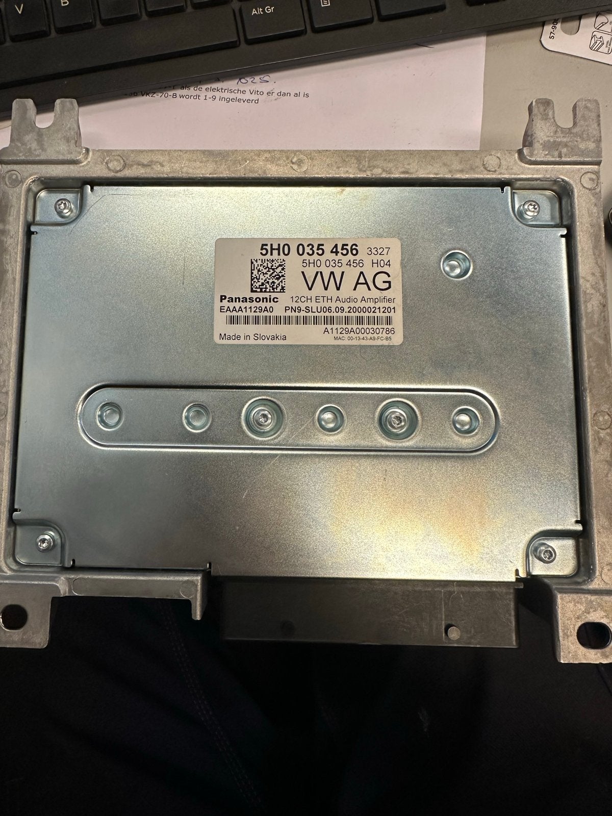 VW AG Panasonic 12CH ETH Audio Versterker 5H0 035 456, Ophalen, Gebruikt, Volkswagen
