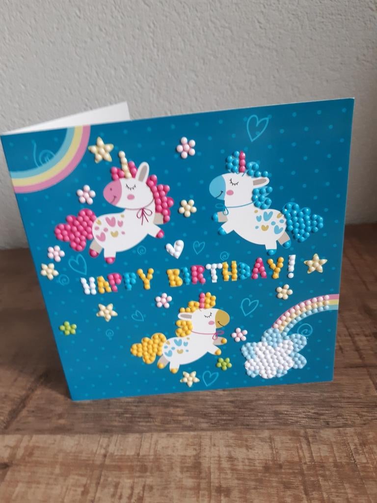 Diamond painting unicorn verjaardagskaart, Hobby en Vrije tijd, Kaarten | Zelfgemaakt, Ophalen of Verzenden, Zo goed als nieuw