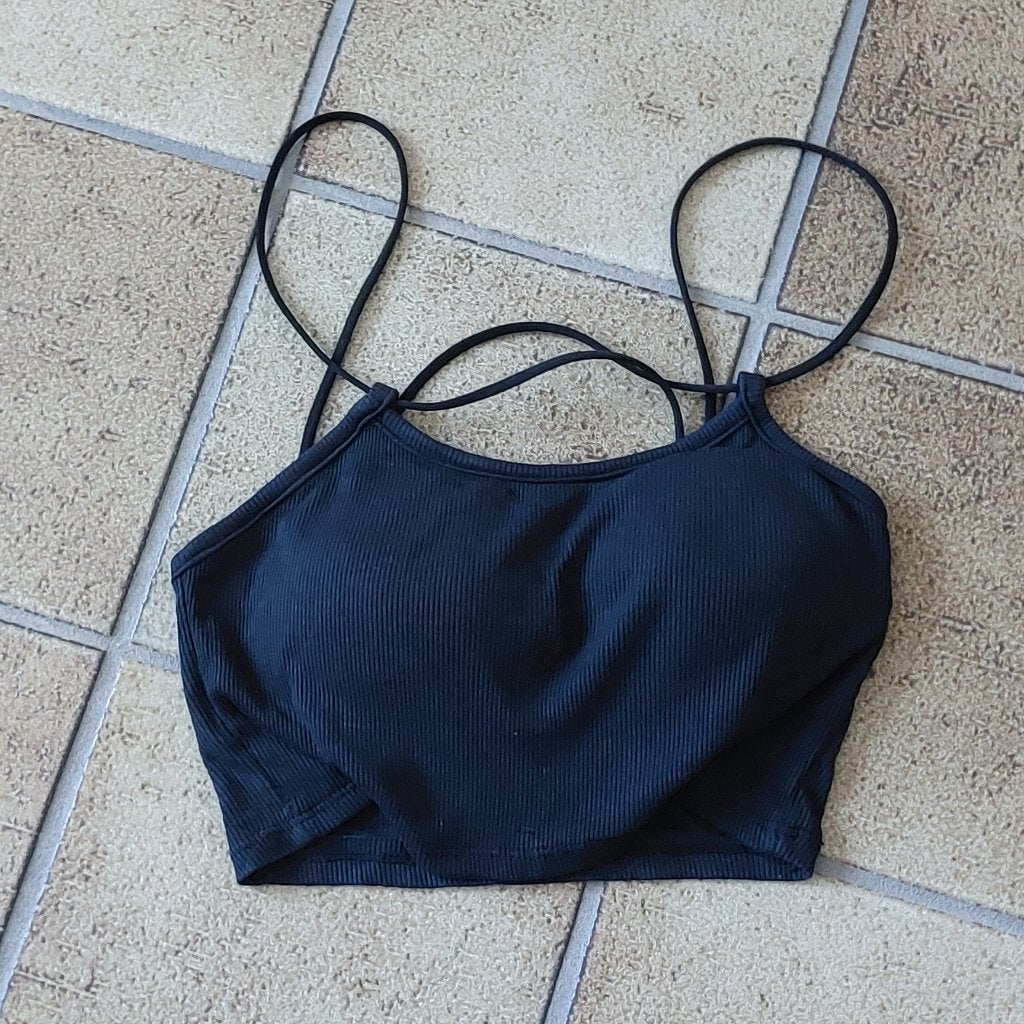 Zwarte zomer top maat S /M met bh vulling, Maat 38/40 (M), Zwart, Ophalen of Verzenden, Zonder mouw