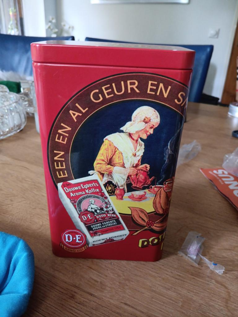 Vintage Douwe Egberts bewaarblik - Koffieblik, Verzamelen, Blikken, Ophalen of Verzenden, Gebruikt, Koffie, Douwe Egberts