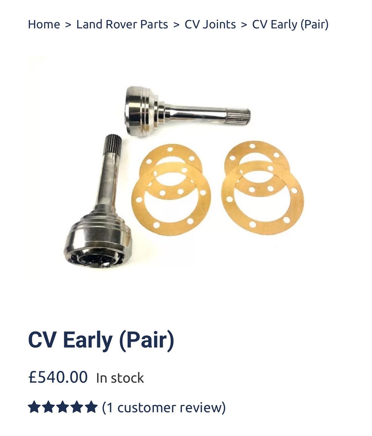 Ashcroft landrover defender early half shafts en CV’s, Auto-onderdelen, Ophalen, Nieuw, Land Rover