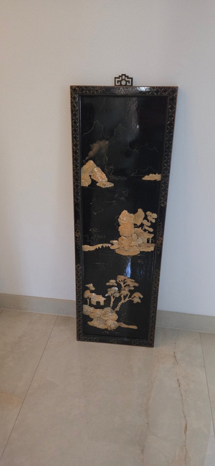 Chinees schilderij met parelmoer opgelegd tafereel, Ophalen, Zo goed als nieuw