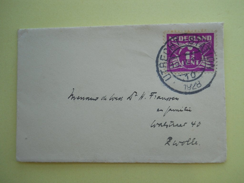 Nederland 1925 Briefje Vliegende duif gest. Utrecht station, Ophalen of Verzenden, Envelop