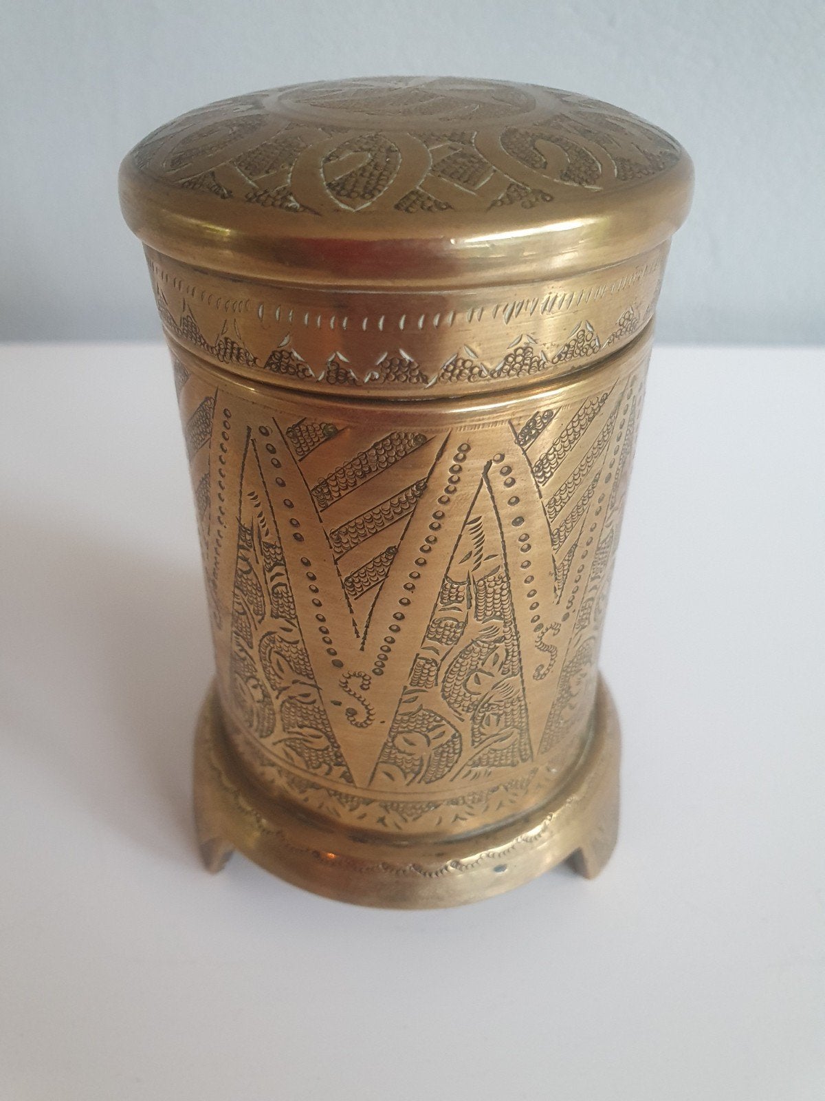 Antieke messing tabakspot/sigarenpot, Ophalen of Verzenden, Koper
