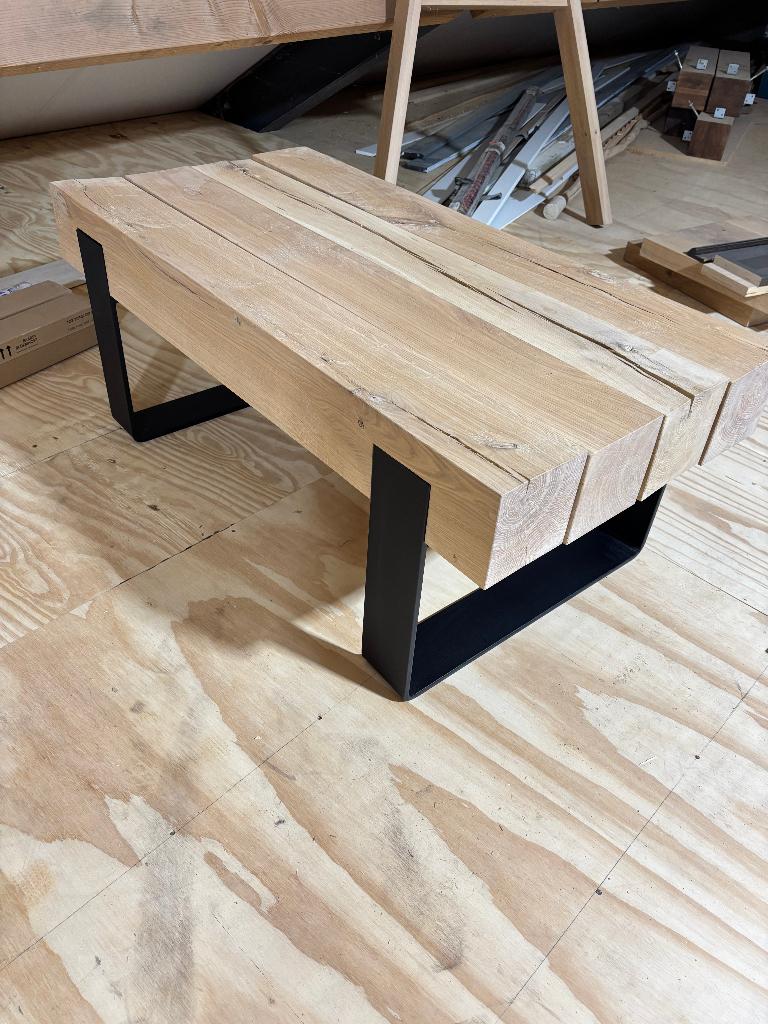 Salontafel massief eikenhout nieuw! SALE, Ophalen, 50 tot 100 cm, Eikenhout, Nieuw