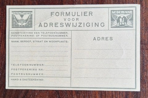 Adreswijzigingkaart ongebruikt, Ophalen, T/m 1940