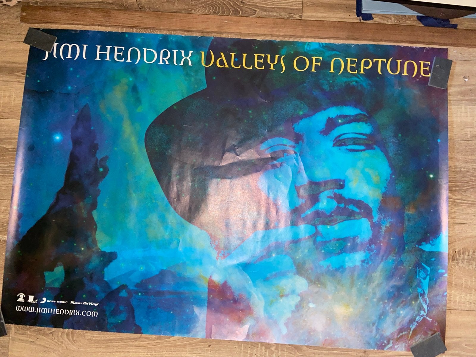Jimi Hendrix Valleys of Neptune Poster 100x60 cm, Gebruikt, Deurposter of groter, Rechthoekig Liggend, Ophalen of Verzenden