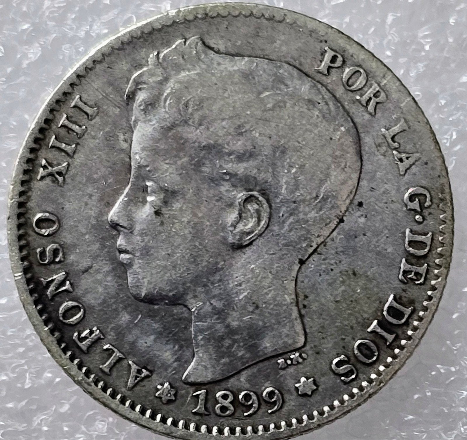 Spanje 1 Peseta 1899 Alfonso XIII 3e portret, Ophalen of Verzenden