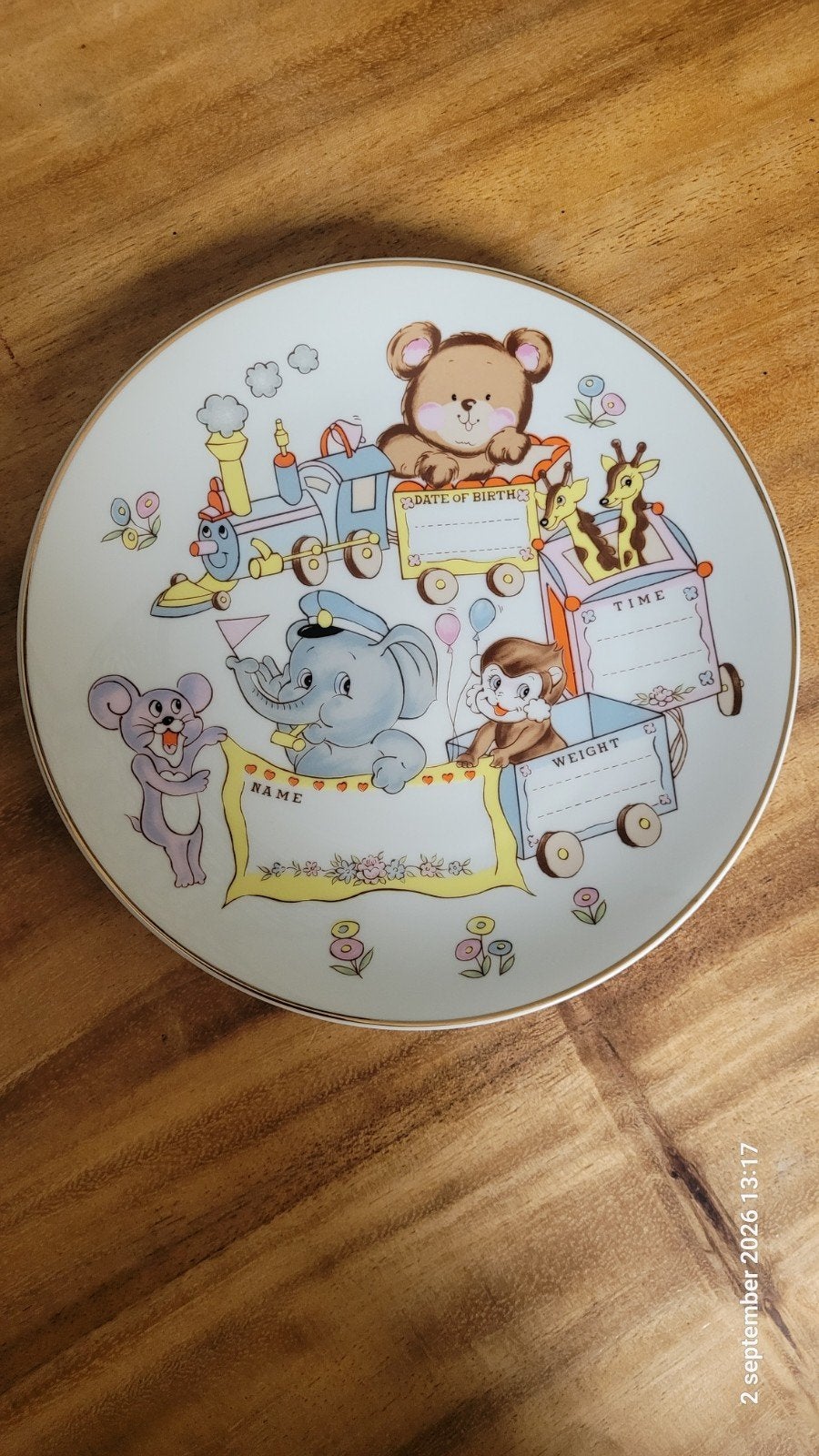 Vintage Japans Porseleinen Geboortebord - Baby Cadeau, Antiek en Kunst, Ophalen of Verzenden