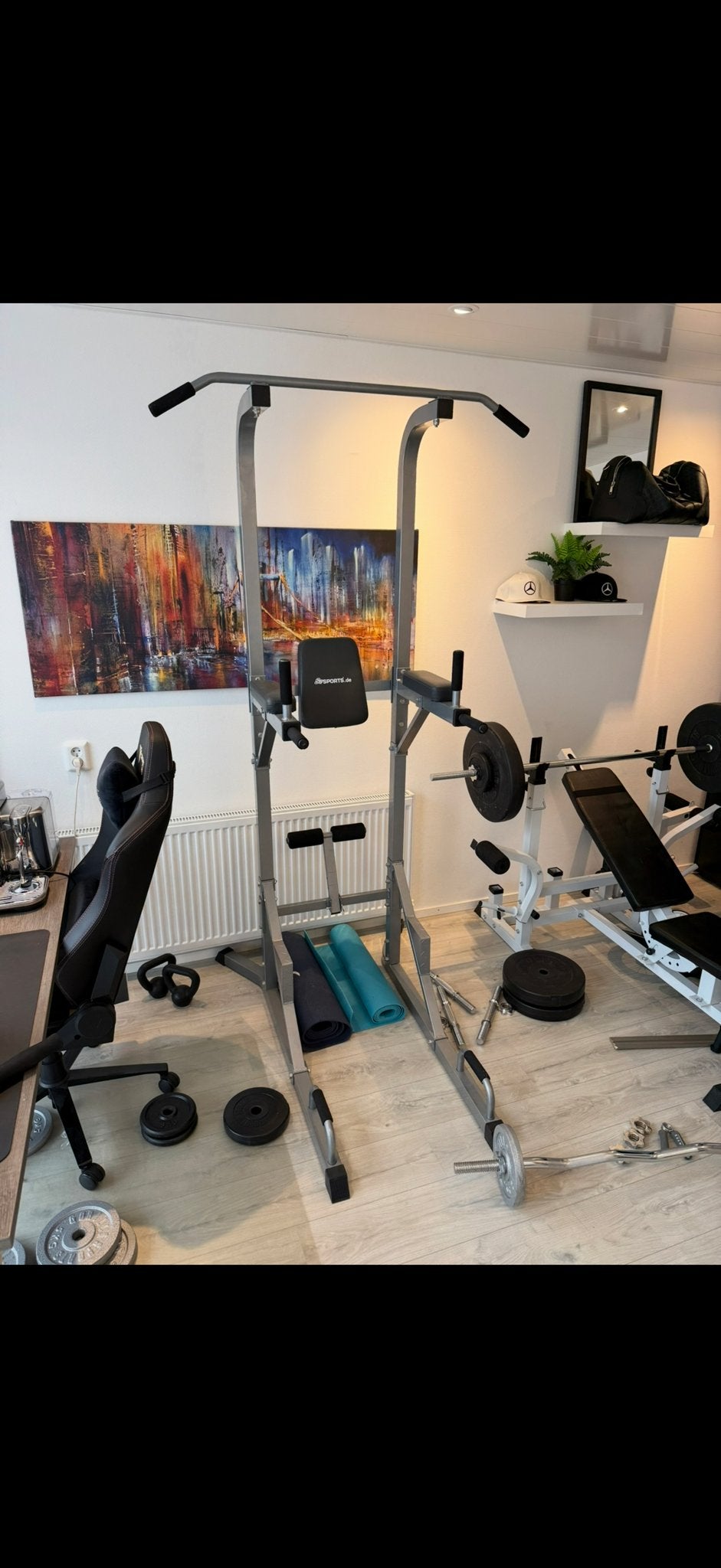 Power Tower met Dips - Ideaal voor Krachttraining Thuis, Ophalen, Gebruikt, Krachtstation, Aluminium