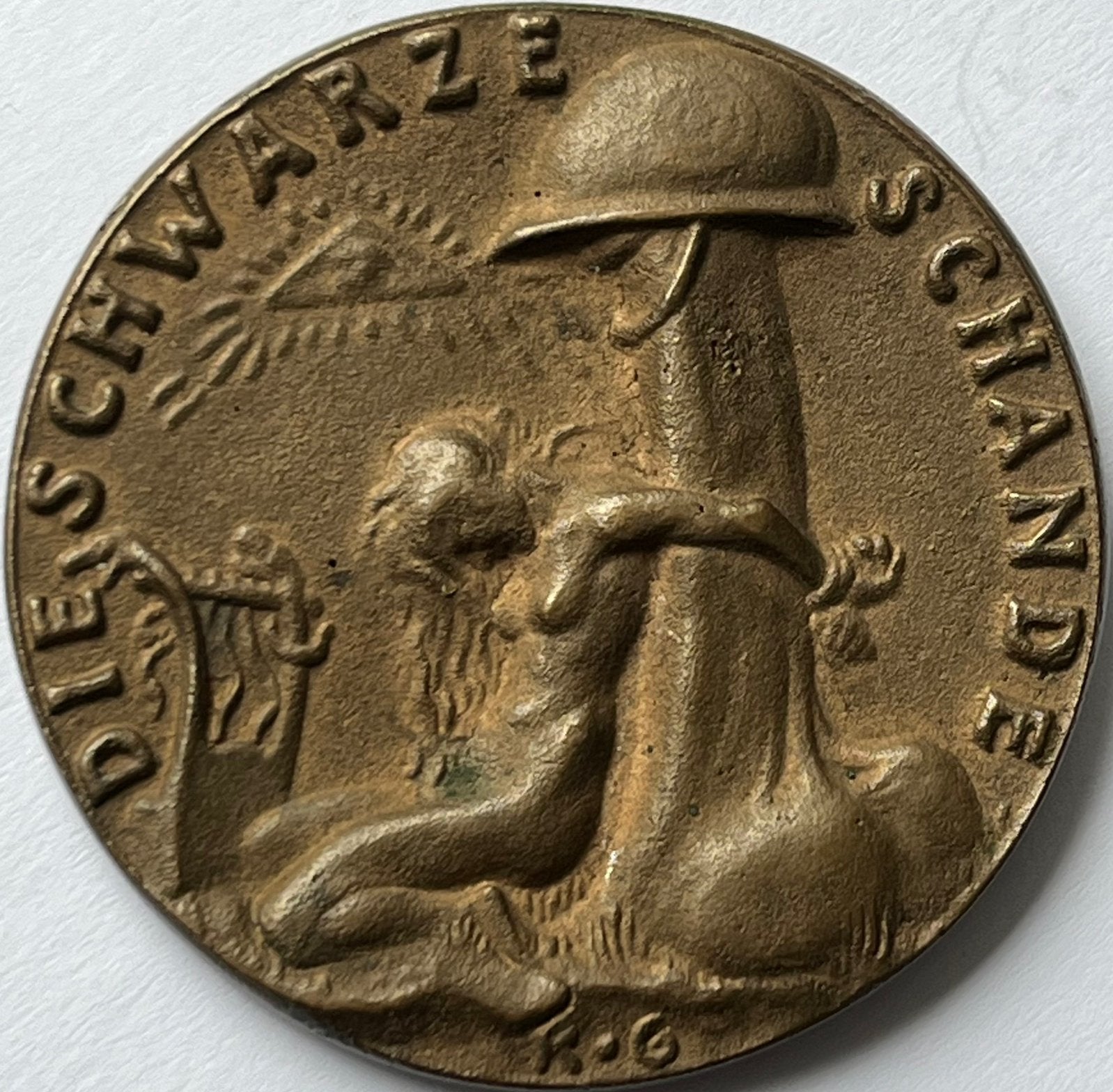 Karl Goetz zeldzame penning die schwarze schande 1920, Postzegels en Munten, Penningen en Medailles, Brons, Buitenland, Ophalen of Verzenden