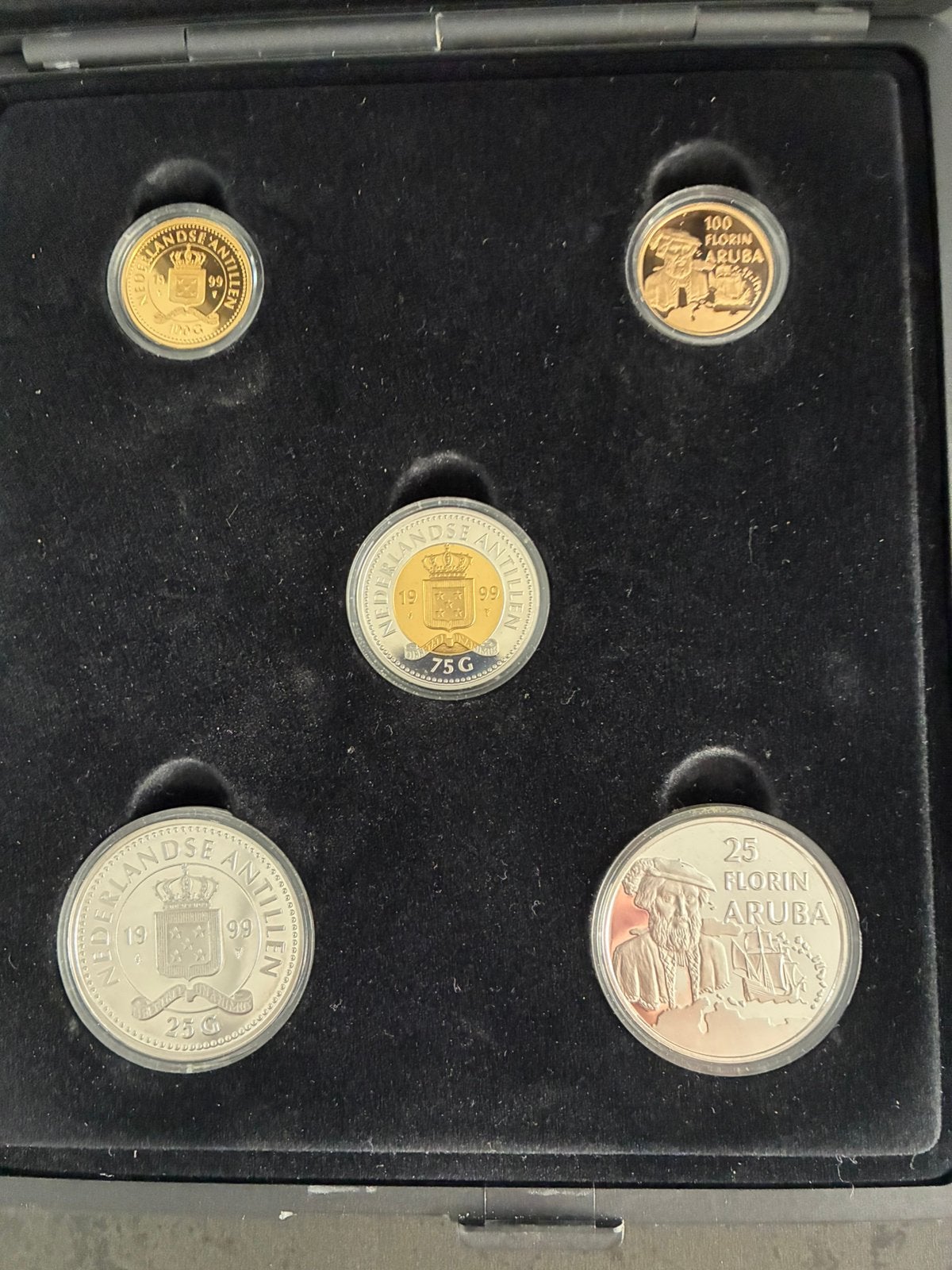 1999 Nederlandse Antillen 5-delige jubileumset – Proof –, Ophalen, Setje, Koningin Beatrix, Goud