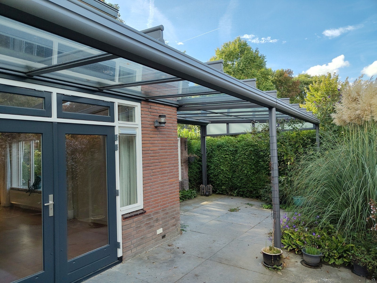 Glazen terrasoverkapping met zonwering en afstandsbediening, Ophalen, Zo goed als nieuw, Serre