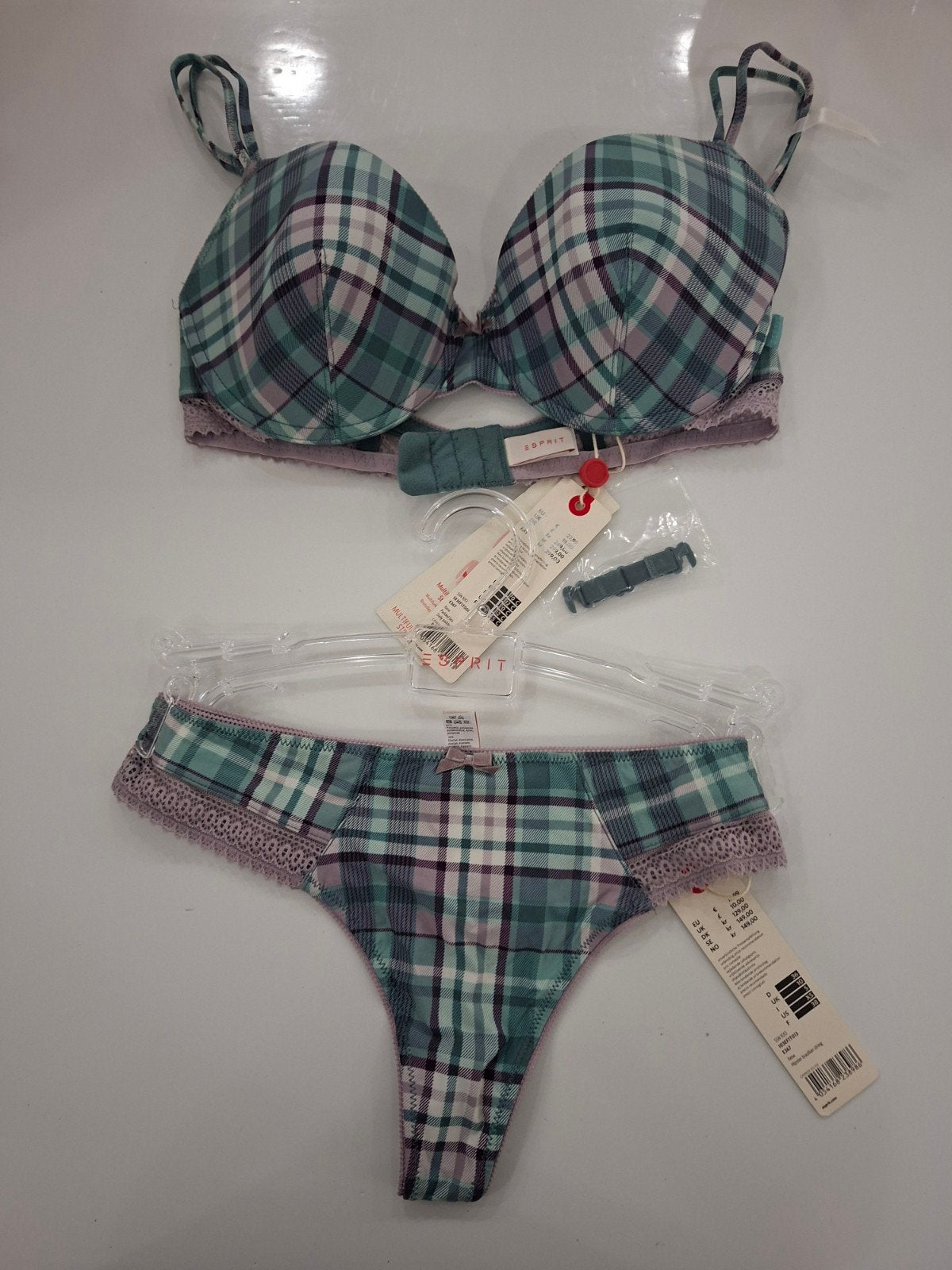 Esprit geruite lingerieset: BH en string, Esprit, Ophalen of Verzenden, Meerkleurig, Setje