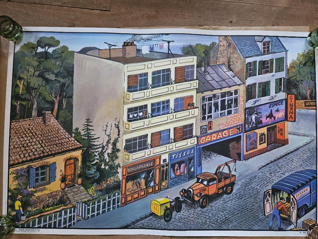 Antikeke franse schoolplaat, Antiek en Kunst, Antiek | Schoolplaten, Verzenden, Natuur en Biologie