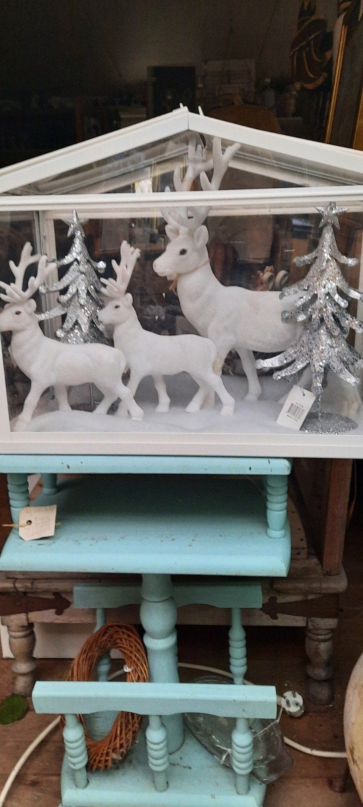 lantaarn gedecoreerd met herten en kerstboompjes, Diversen, Ophalen of Verzenden, Nieuw