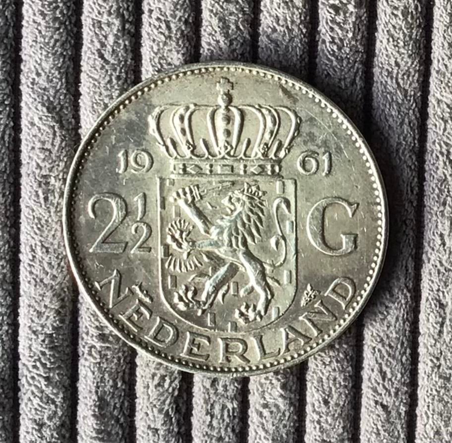 Zilveren Rijksdaalder Juliana 1961, Postzegels en Munten, Koningin Juliana, Zilver, Ophalen of Verzenden, Losse munt