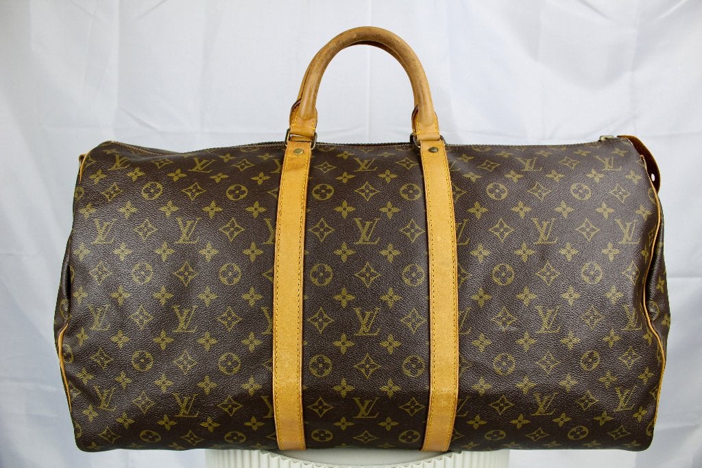 Louis Vuitton Keepall 55 - 1282, 40 tot 60 cm, 30 cm of meer, Gebruikt, Bruin