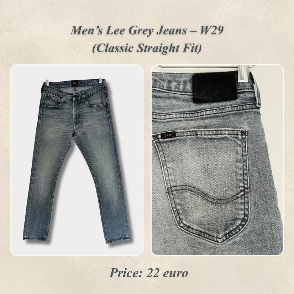 Men’s Lee Grey Jeans – W29 – Classic Straight Fit, Ophalen of Verzenden, Nieuw, Grijs, W32 (confectie 46) of kleiner