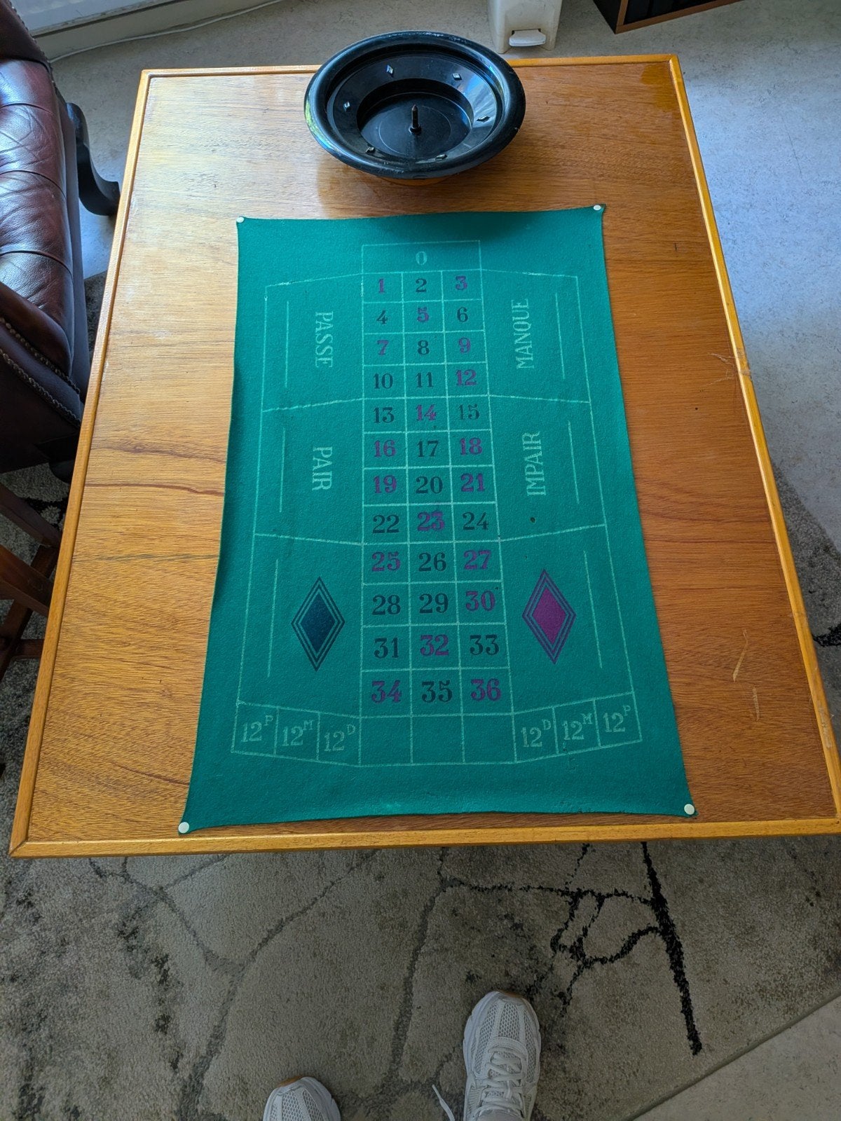 Vintage Roulette Spel met Mat en Fiches, Vijf spelers of meer, Ophalen, Gebruikt