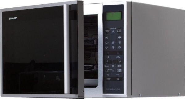 Sharp R-961(IN)W Combimagnetron - RVS, Witgoed en Apparatuur, Magnetrons, Combimagnetron, Gebruikt, 60 cm of meer, Grill