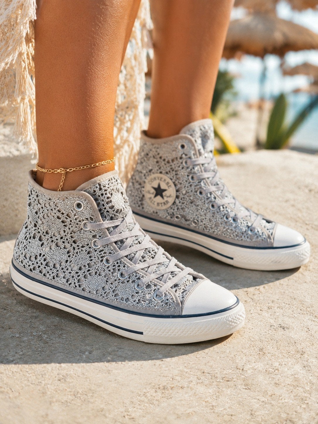 Converse All Star Hoge Sneakers Kant Grijs Maat 37.5, Instappers, Converse, Ophalen of Verzenden, Zo goed als nieuw