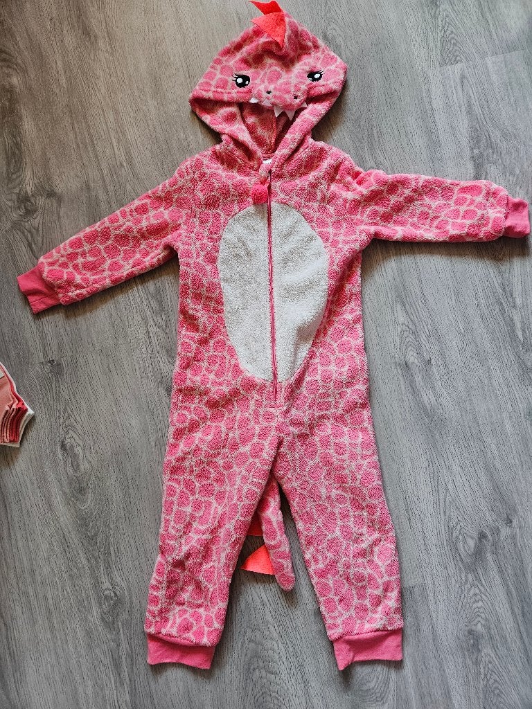 Roze dino onesie maat 104 afneembare staart zeer goede staat, Nacht- of Onderkleding, Meisje, H&M, Ophalen of Verzenden