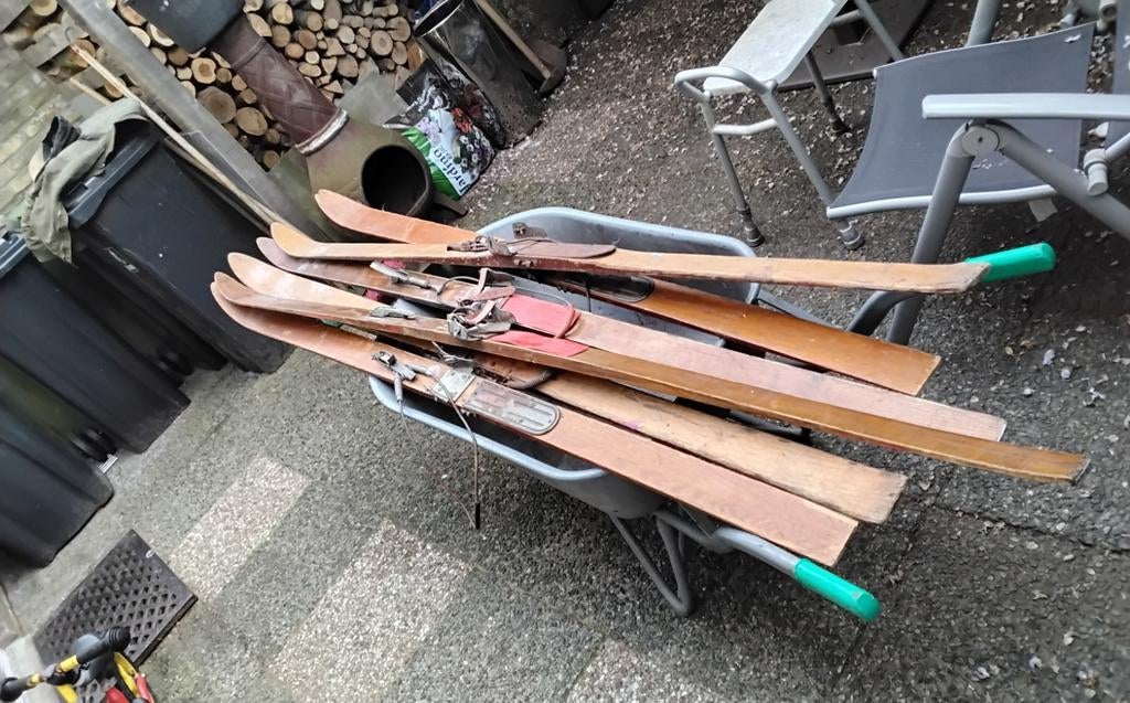 3 paar oude vintage houten ski's - decoratie, Ophalen