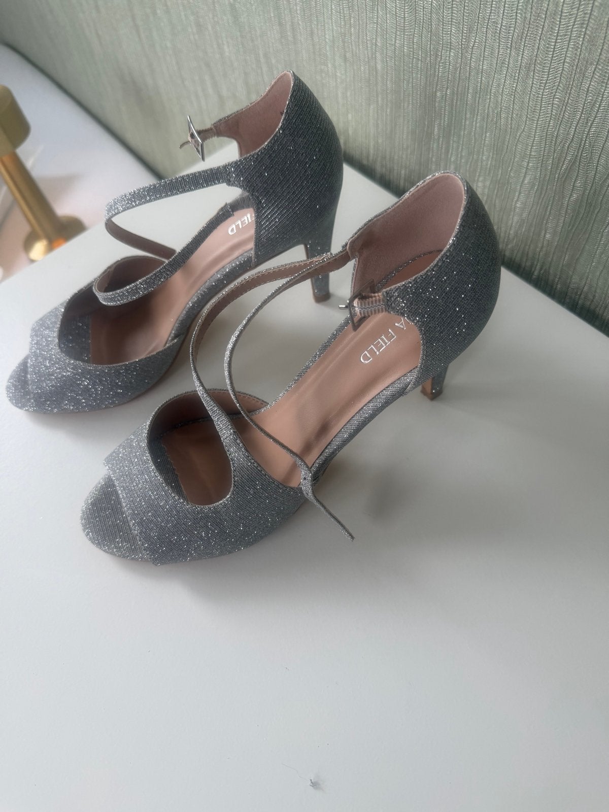 Anna Field Zilveren Glitter Peep-Toe Hakken Maat 39, Ophalen of Verzenden, Zo goed als nieuw, Overige kleuren, Pumps