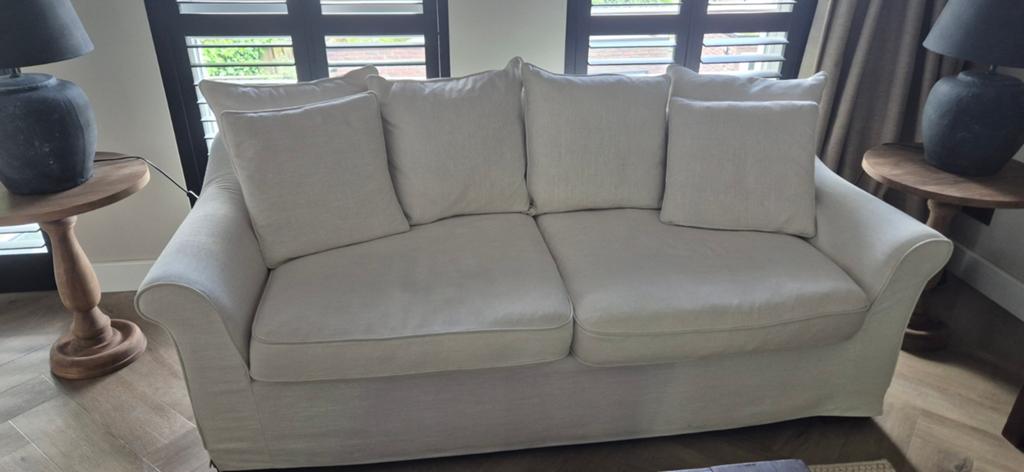 T.e.a.b! Bank van Loberon, crème kleur., Ophalen, Gebruikt, 75 tot 100 cm, 200 tot 250 cm