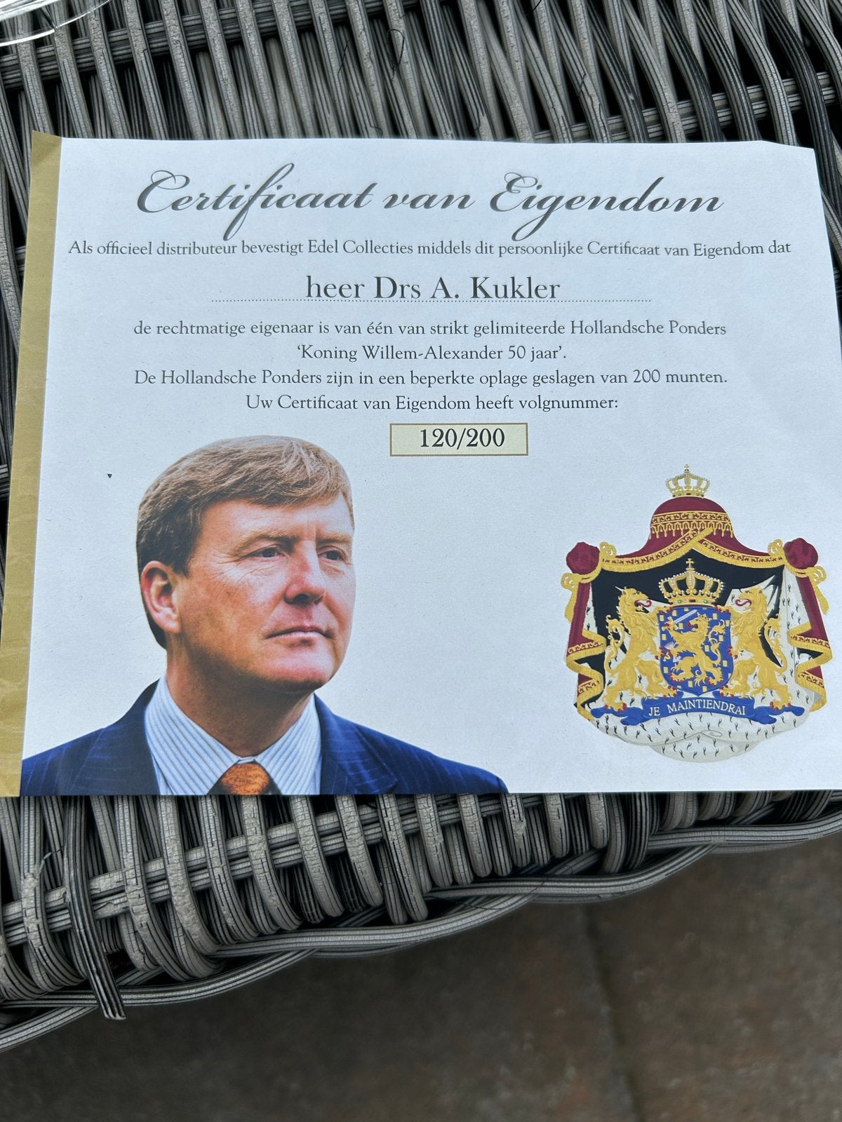 De Hollandse Ponder 2017 Willem Alexander 50 Zwaar Verguld, Koningin Beatrix, Losse munt, Goud, Overige waardes