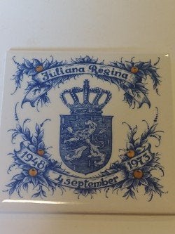 jubileumtegel 25 jaar Juliana 1948 - 1973 - Zenith, Antiek en Kunst, Ophalen
