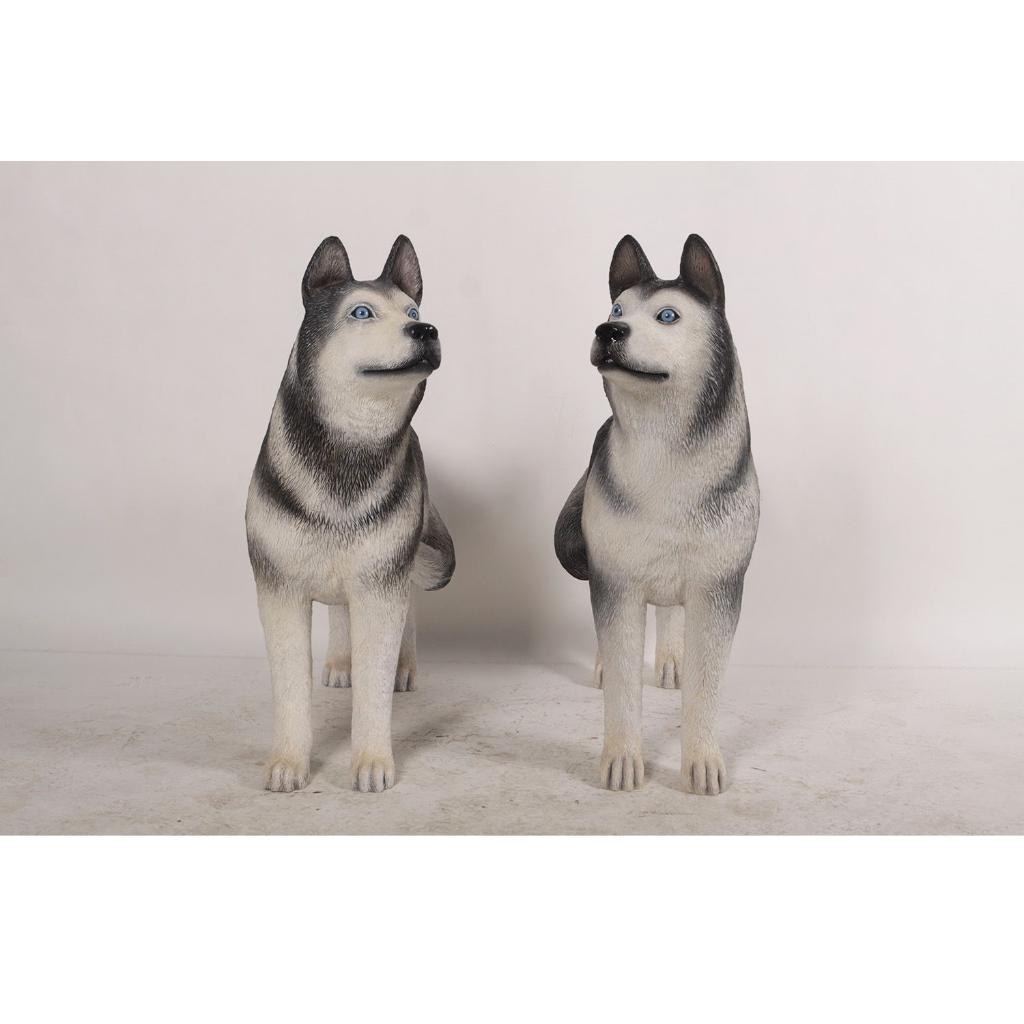Husky hondenset beelden - set van 2 Lifesize