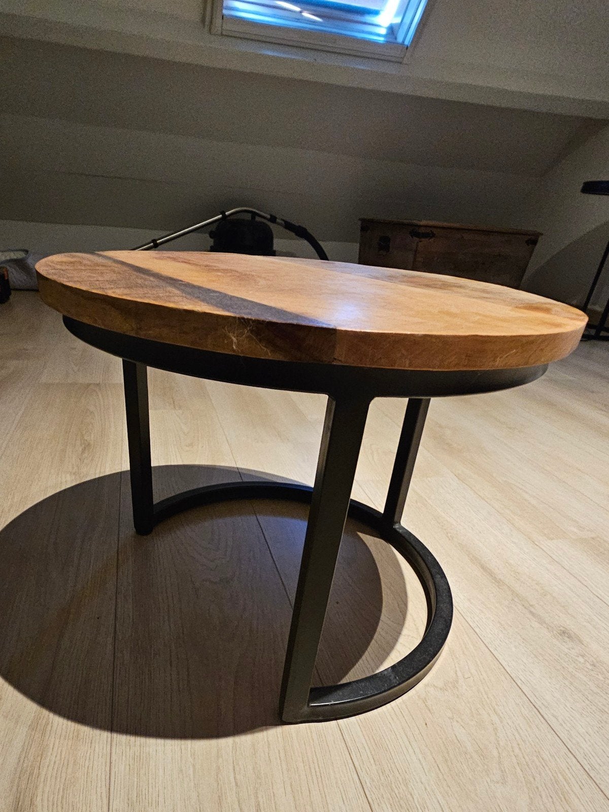 Mango houten bijzettafel, Ophalen, Minder dan 45 cm, Minder dan 55 cm, Rond