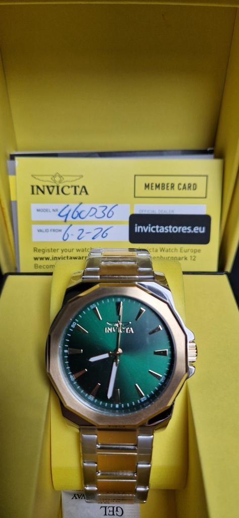 Invicta Speedway horloge - Groene Wijzerplaat, Goud/Zilver, Overige merken, Staal, Staal, Polshorloge
