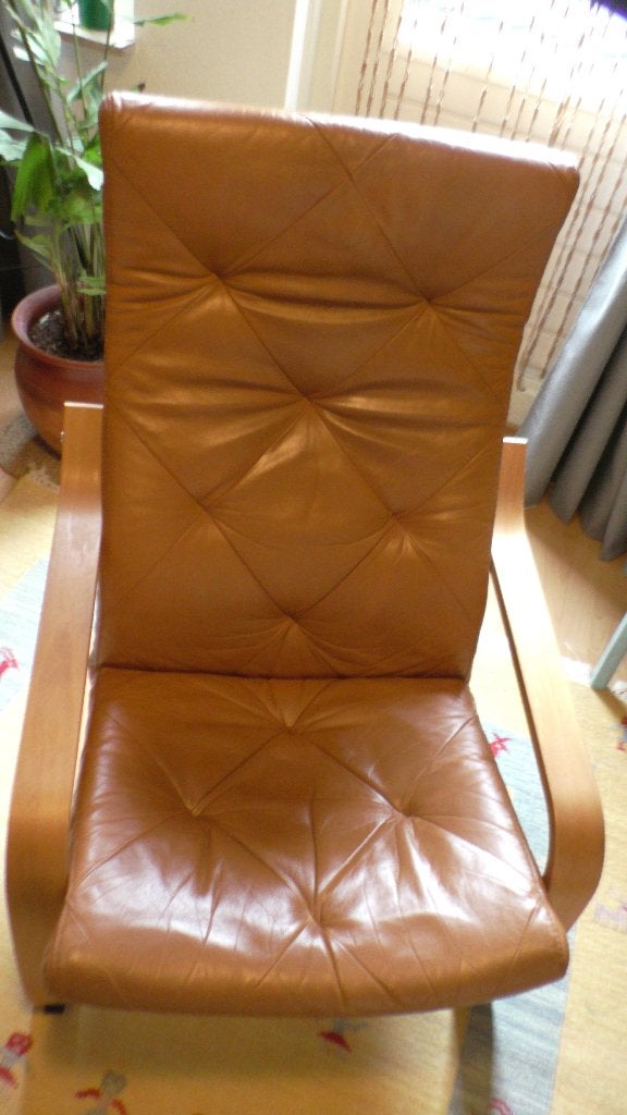 Comfortabele fauteuil met lederlook bekleding, Ophalen, Minder dan 75 cm, Modern, 50 tot 75 cm