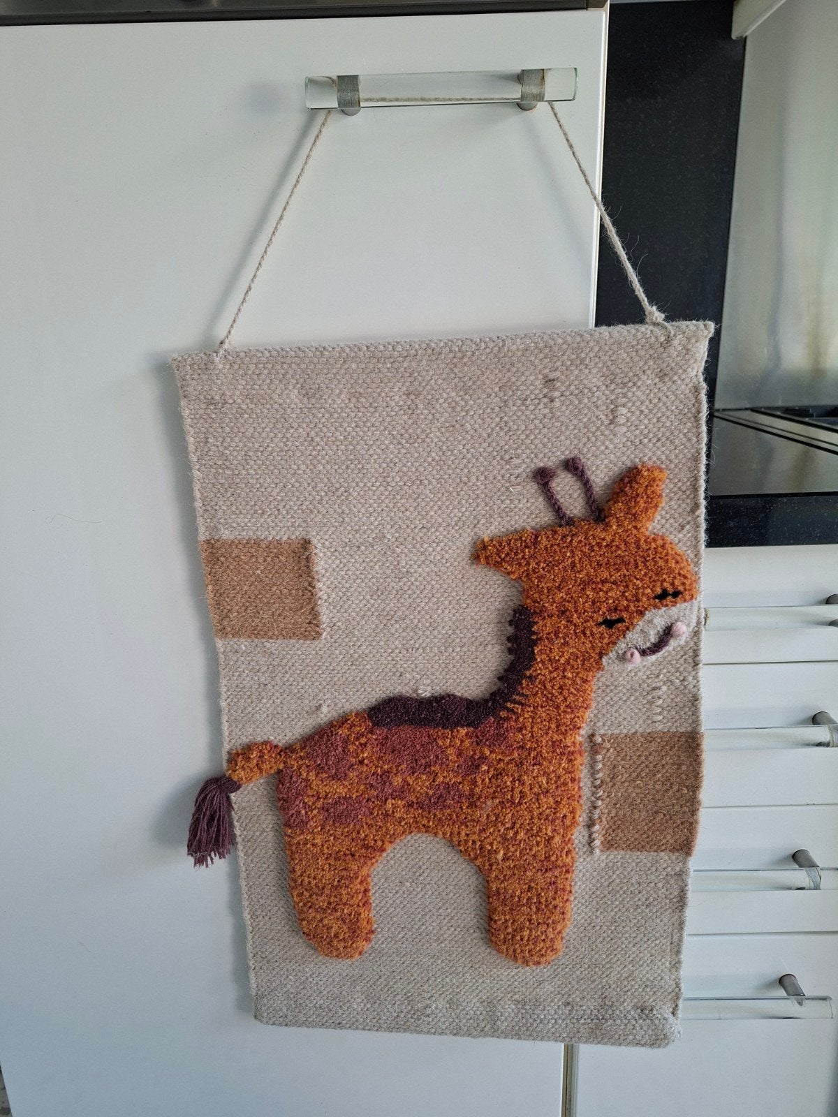 Handgemaakt wandkleed met giraffe - Ook Living Design, Ophalen of Verzenden