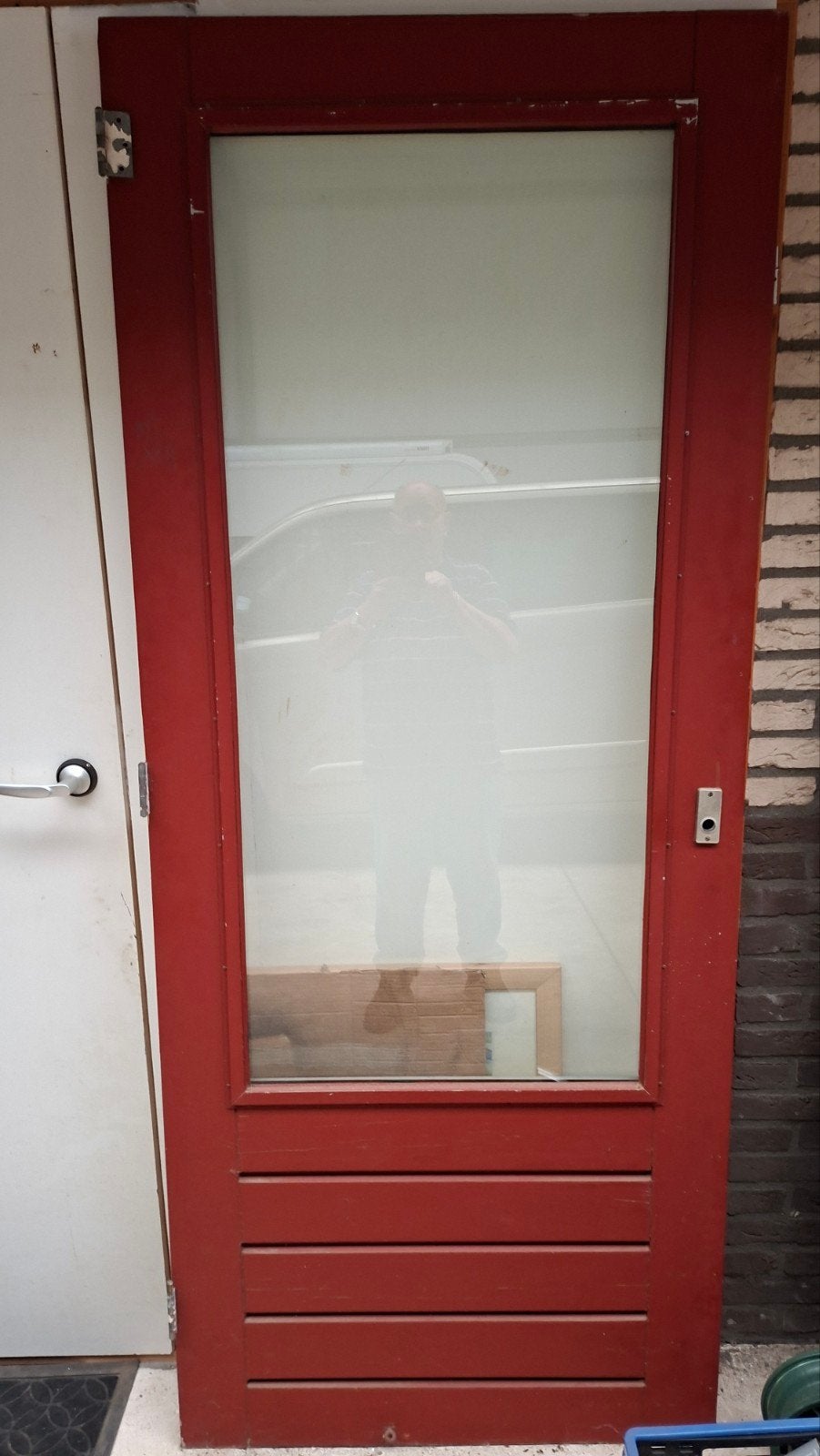 Hard houten buiten deur, Ophalen, Glas, Buitendeur, 200 tot 215 cm