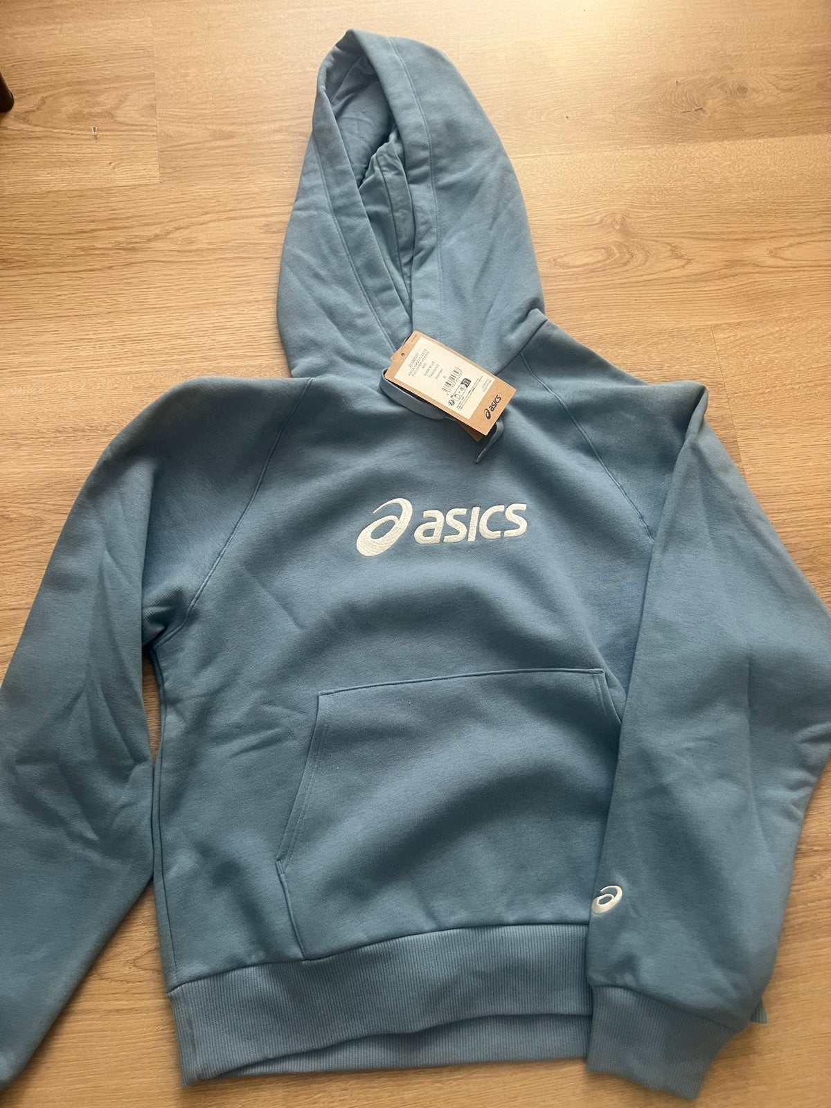 Nieuwe Asics hoodie - Lichtblauw - Maat S, Blauw, Overige typen, Nieuw, Ophalen of Verzenden