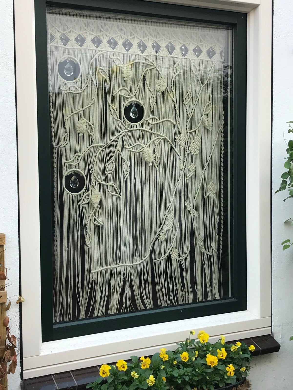 Macramé gordijn 85x120 cm, Ophalen of Verzenden, Gordijn, Crème, Katoen