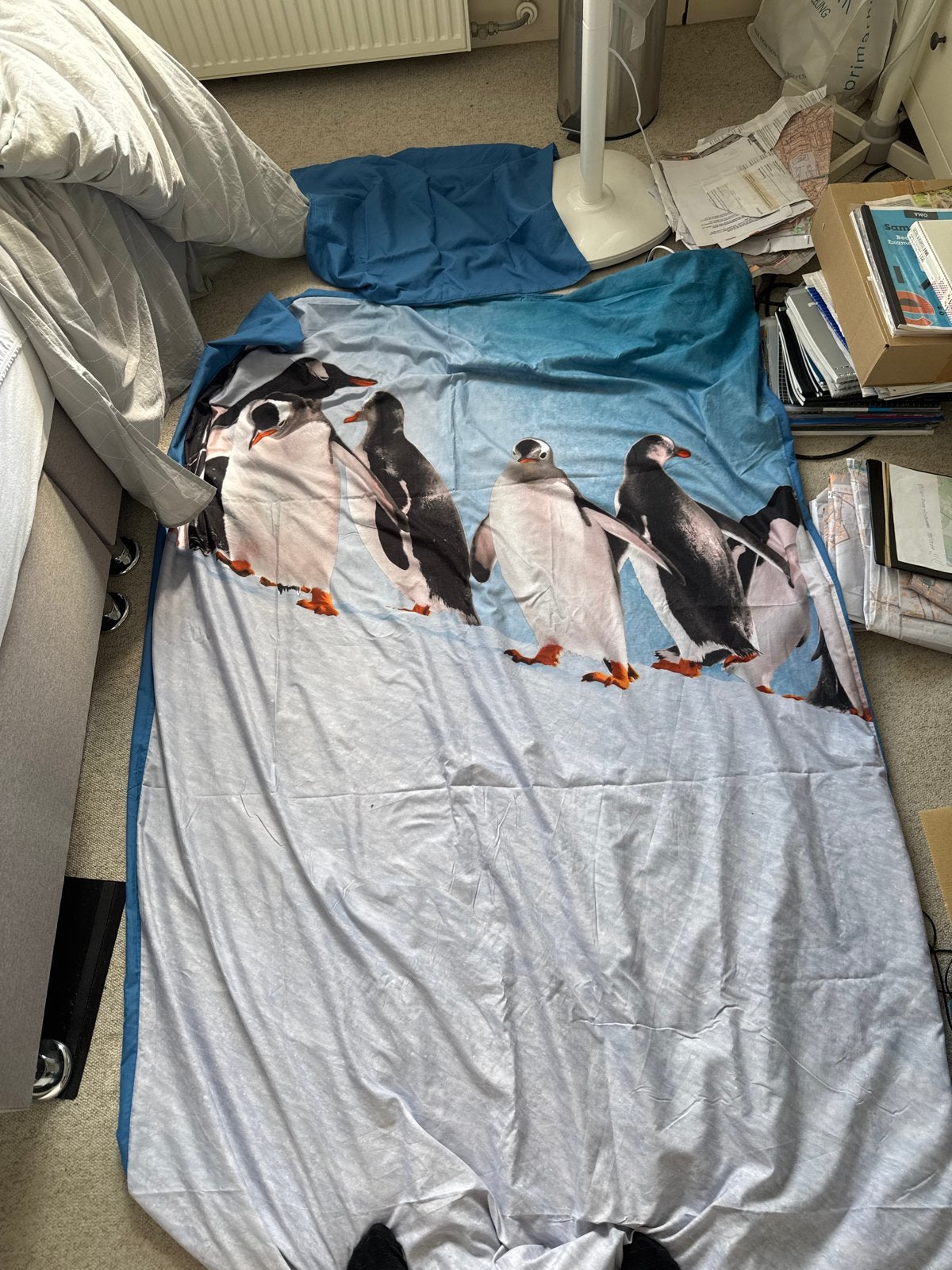 Pinguïn dekbedovertrek zo goed als nieuw 1-persoons, Eenpersoons, Meerkleurig, Dekbedovertrek, Ophalen of Verzenden