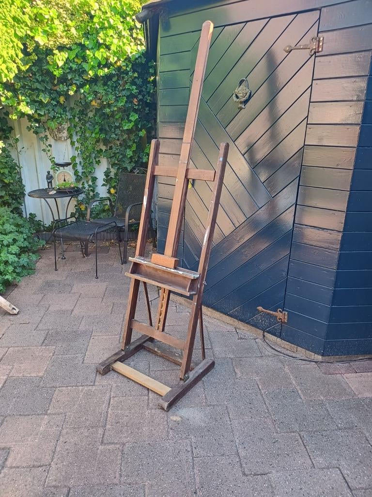 Authentieke houten schildersezel, verstelbaar, Hobby en Vrije tijd, Schilderen, Ophalen, Gebruikt, Ezel