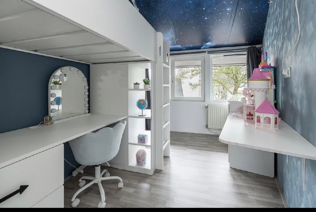 Hoogslaper wit met kledingkast, Ophalen, Gebruikt, Hoogslaper