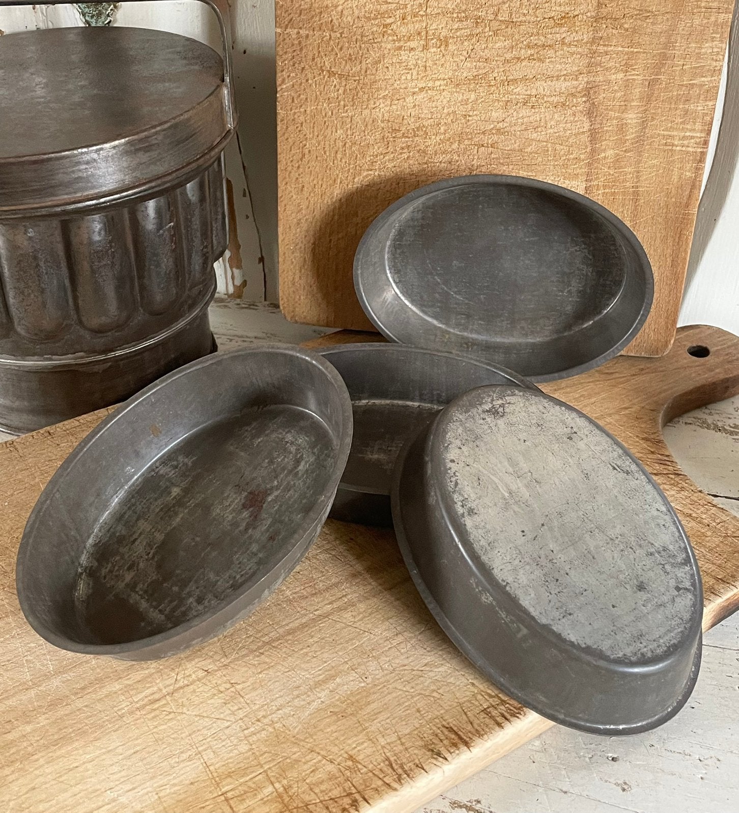 Brocante oude bakvormpjes setje van 4, Antiek en Kunst, Ophalen of Verzenden