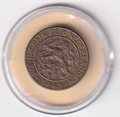 1 Cent 1943 PP  Fraai   Bruin, Verzenden, Koningin Wilhelmina, 1 cent, Losse munt