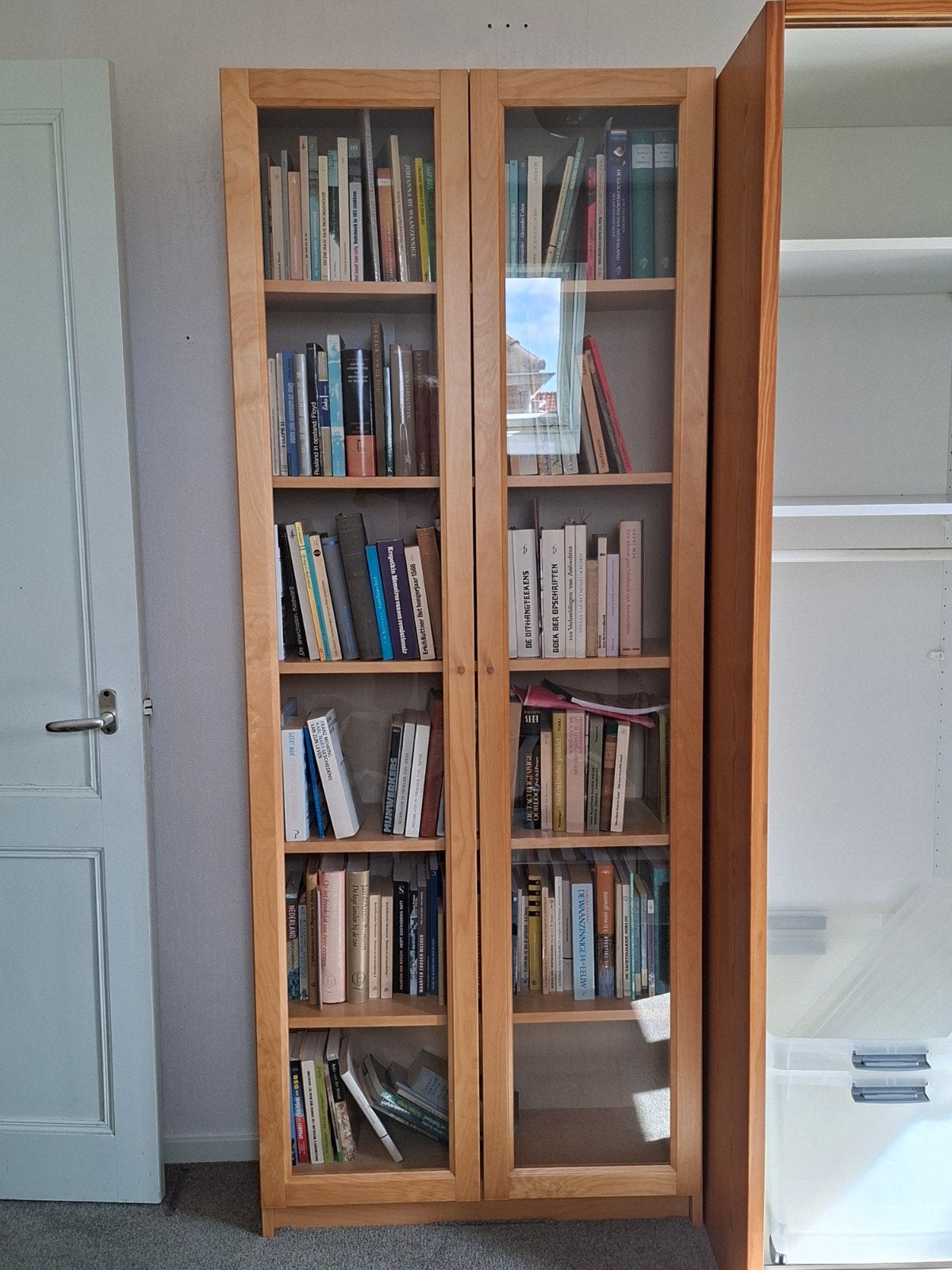 Vitrine/ boekenkast., Ophalen, 200 cm of meer, 50 tot 100 cm, Zo goed als nieuw