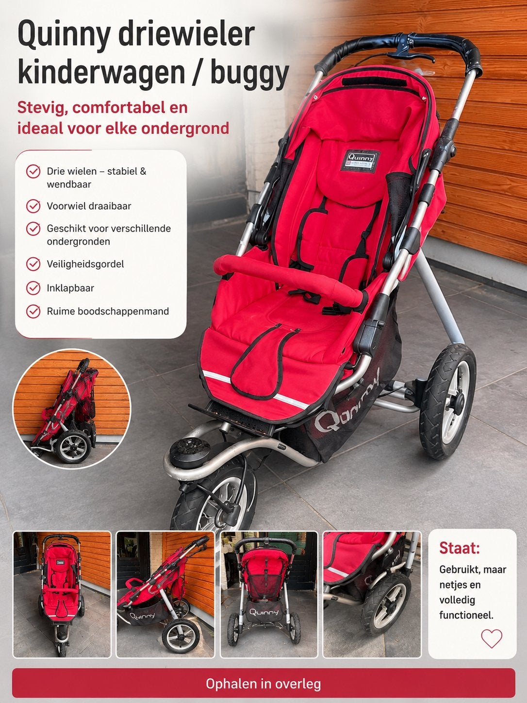 Quinny driewieler kinderwagen / buggy – sportief & stevig, Ophalen, Zo goed als nieuw, Quinny